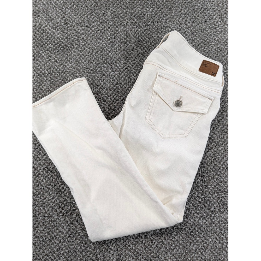 American Eagle Artist Jeans Womens 6 Regular Cream Off White Low Rise Flare Pant